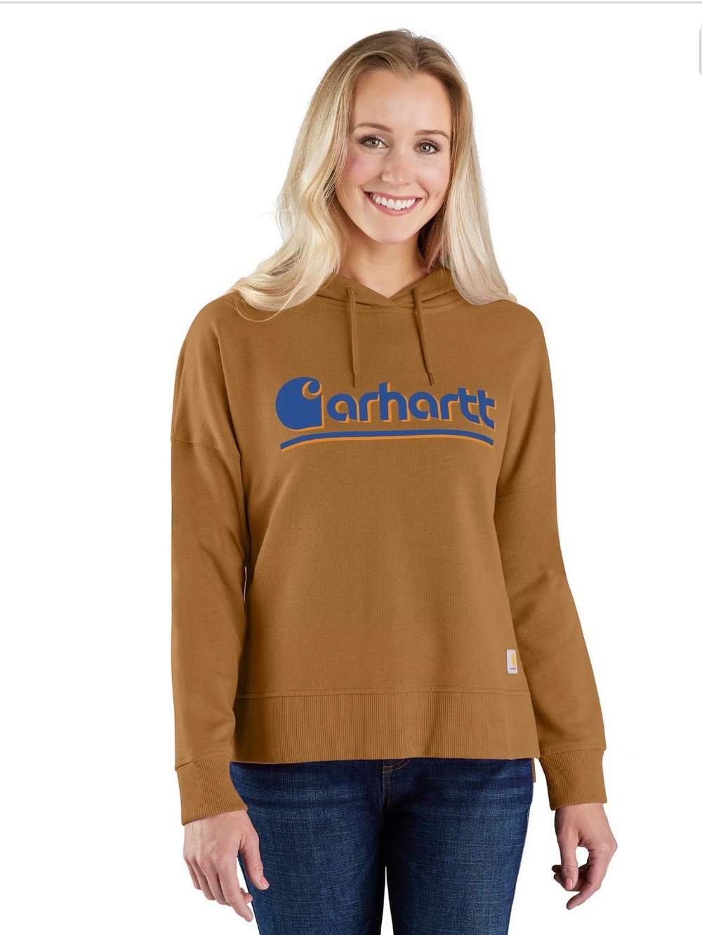 Carhartt Women’s Brown Graphic Hooded Sweatshirt Loose Fit Oversized Size 2X